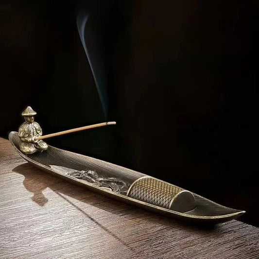 Porte-Encens Artisanal - Style Bambou et Pêcheur